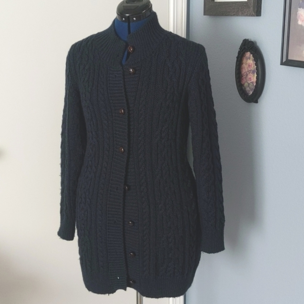 {Firm Price} L.L. Bean Irish fisherman wool sweater blue-green